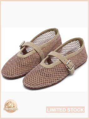Mesh Ballet Flats Buckle Strap Comfortable Ballerina Shoes Fishnet Wide Width